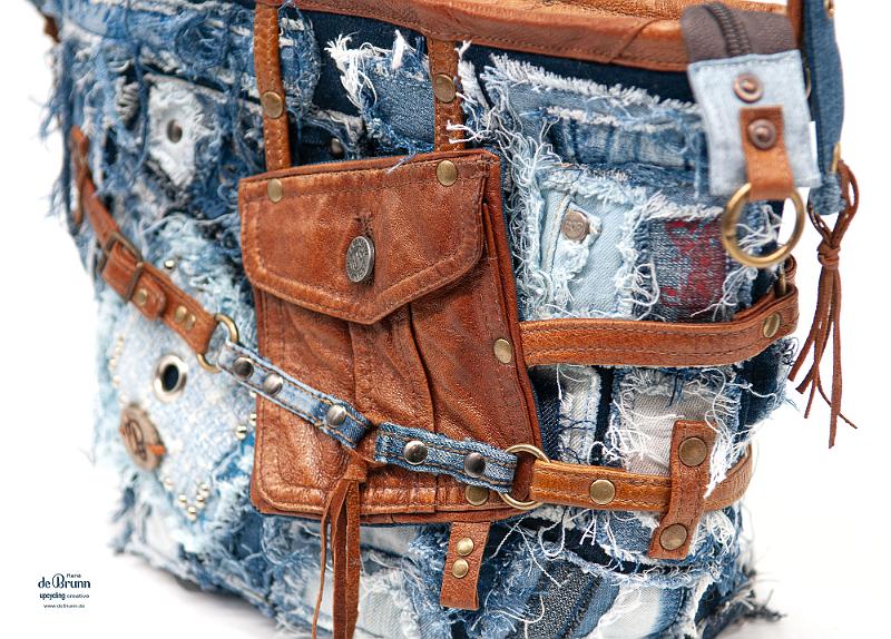 Jeans-Leder-Umhängetasche 