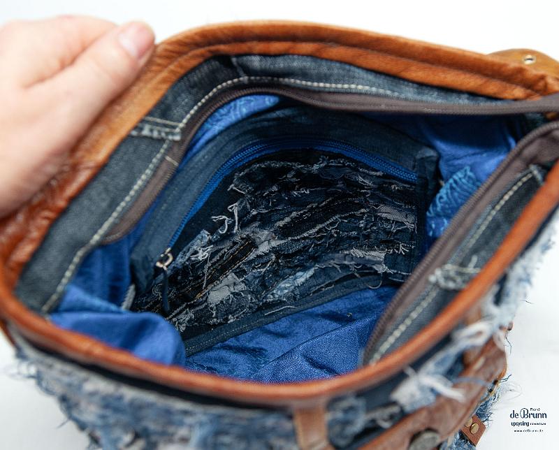Jeans-Leder-Umhängetasche 