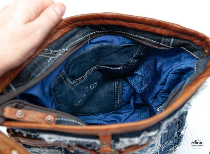 Jeans-Leder-Umhängetasche 