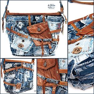 Jeans-Leder-Umhängetasche