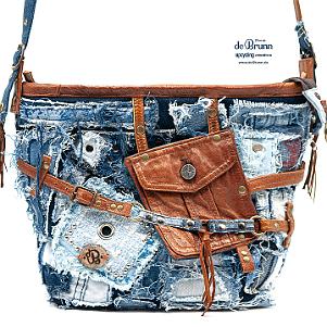 Jeans-Leder-Umhängetasche