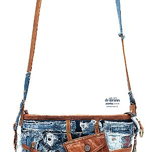 Jeans-Leder-Umhängetasche