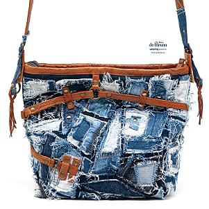 Jeans-Leder-Umhängetasche