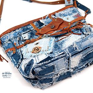 Jeans-Leder-Umhängetasche