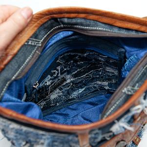 Jeans-Leder-Umhängetasche