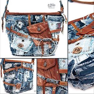 Jeans-Leder-Umhängetasche
