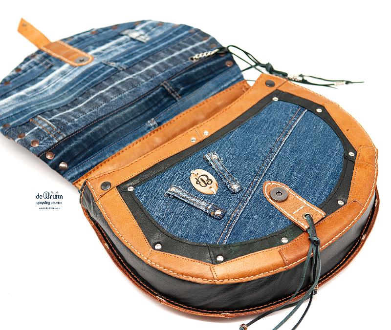 Jeans-Leder-Umhängetasche 