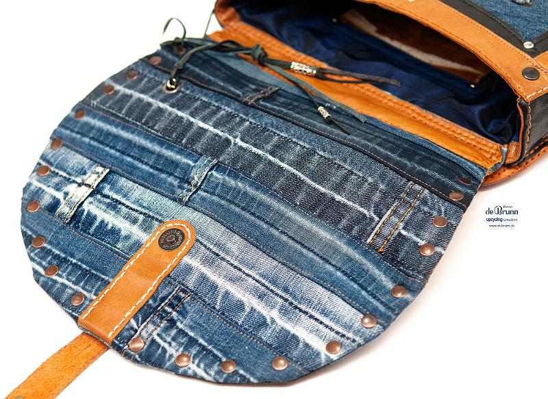Jeans-Leder-Umhängetasche 