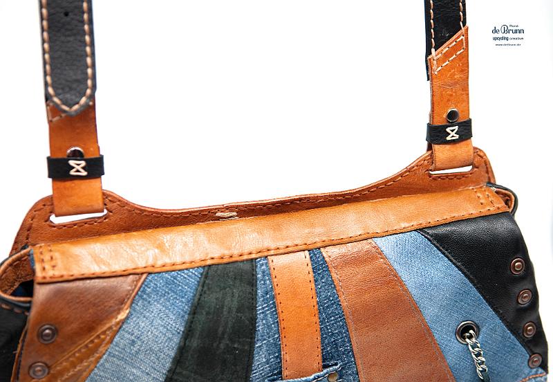 Jeans-Leder-Umhängetasche 