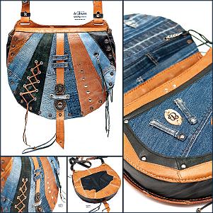 Jeans-Leder-Umhängetasche