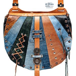 Jeans-Leder-Umhängetasche