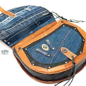Jeans-Leder-Umhängetasche