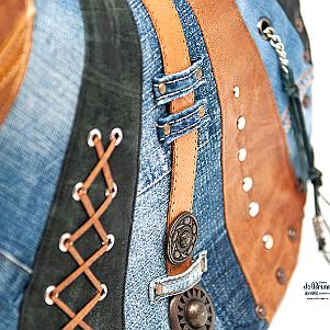 Jeans-Leder-Umhängetasche