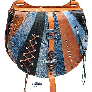 Jeans-Leder-Umhängetasche