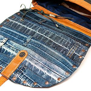 Jeans-Leder-Umhängetasche
