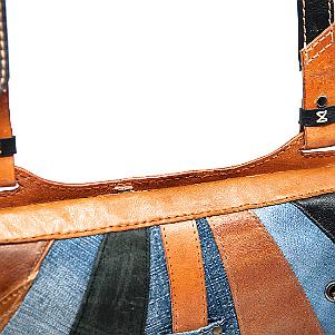 Jeans-Leder-Umhängetasche