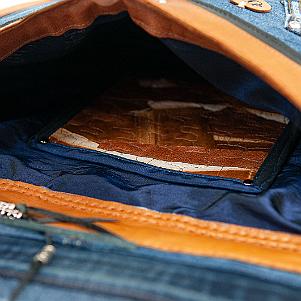 Jeans-Leder-Umhängetasche