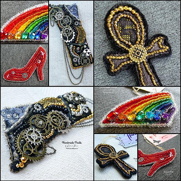 Pins & Ketten Selbstgemachte Anstecker und Halsketten